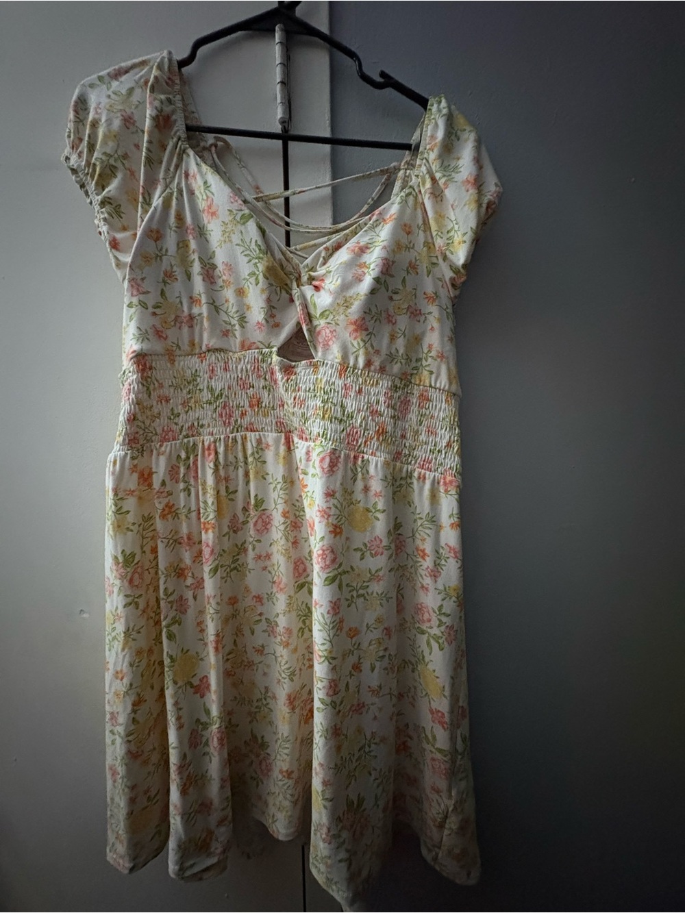 No Boundaries White Dress with Pink and Yellow Floral Accents
